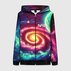 Толстовка на молнии женская Spiral galaxy - neon glow, цвет: 3D-черный