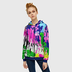 Толстовка на молнии женская Colorful abstraction - aloha, цвет: 3D-синий — фото 2