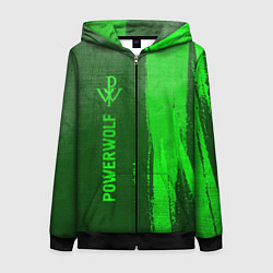 Толстовка на молнии женская Powerwolf - green gradient по-вертикали, цвет: 3D-черный