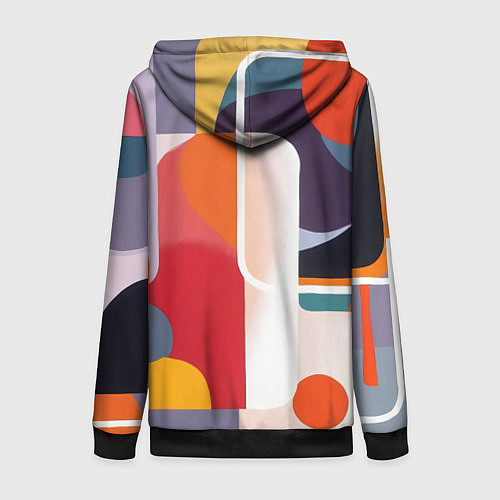 Женская толстовка на молнии Абстракция из фигур и линий / 3D-Черный – фото 2