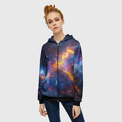 Толстовка на молнии женская Космическая текстура фон, цвет: 3D-черный — фото 2