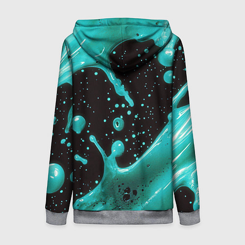 Женская толстовка на молнии Голубая краска и капли / 3D-Меланж – фото 2