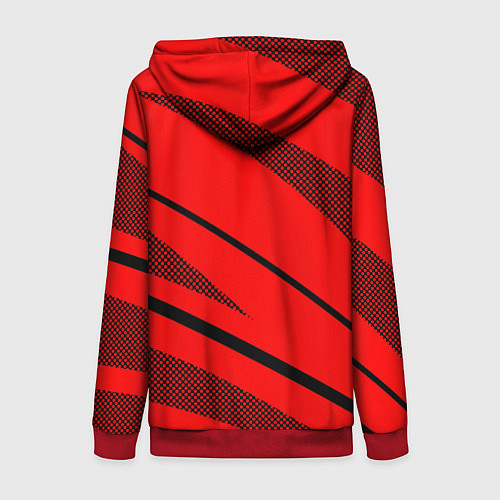 Женская толстовка на молнии Sport красный с чёрным полосами / 3D-Красный – фото 2