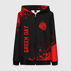 Толстовка на молнии женская Green Day - red gradient вертикально, цвет: 3D-черный