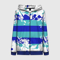 Толстовка на молнии женская Капли краски, цвет: 3D-синий