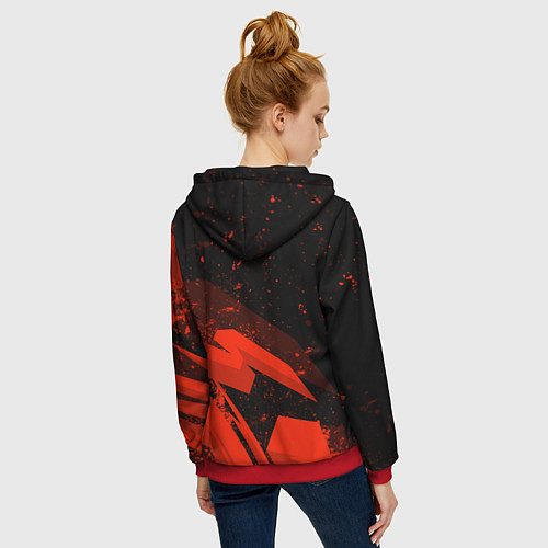 Женская толстовка на молнии Dota 2 - красные брызги / 3D-Красный – фото 4