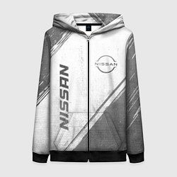Женская толстовка на молнии Nissan - white gradient вертикально