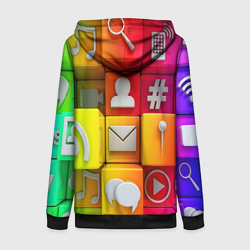 Женская толстовка на молнии Square / 3D-Черный – фото 2