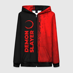 Толстовка на молнии женская Demon Slayer - red gradient по-вертикали, цвет: 3D-черный