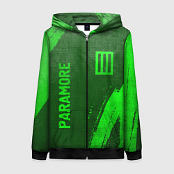 Толстовка на молнии женская Paramore - green gradient вертикально, цвет: 3D-черный