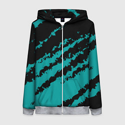 Толстовка на молнии женская The color is black and light blue, цвет: 3D-меланж