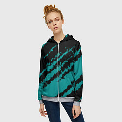 Толстовка на молнии женская The color is black and light blue, цвет: 3D-меланж — фото 2