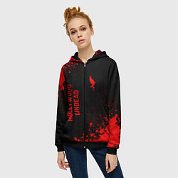 Толстовка на молнии женская Hollywood Undead - red gradient вертикально, цвет: 3D-черный — фото 2