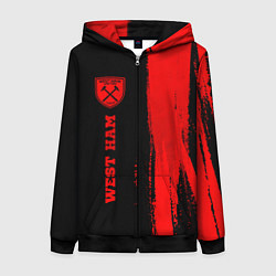 Толстовка на молнии женская West Ham - red gradient по-вертикали, цвет: 3D-черный