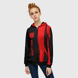 Толстовка на молнии женская West Ham - red gradient по-вертикали, цвет: 3D-черный — фото 2