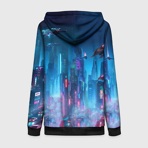 Женская толстовка на молнии Mass Effect - neon glow fantastic / 3D-Черный – фото 2