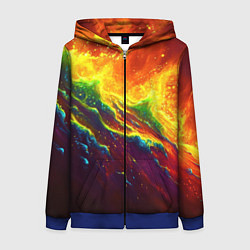 Толстовка на молнии женская Абстрактные волны с огнем, цвет: 3D-синий