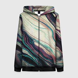 Толстовка на молнии женская Абстракция тёмные краски с текстурой, цвет: 3D-черный