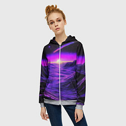 Толстовка на молнии женская Космический пейзаж и комета, цвет: 3D-меланж — фото 2