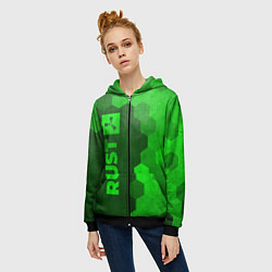 Толстовка на молнии женская Rust - green gradient по-вертикали, цвет: 3D-черный — фото 2