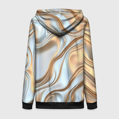 Женская толстовка на молнии Жидкое белое золото / 3D-Черный – фото 2
