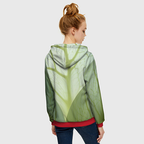 Женская толстовка на молнии Макро съемка листа / 3D-Красный – фото 4