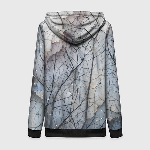 Женская толстовка на молнии Прожилки листьев / 3D-Черный – фото 2