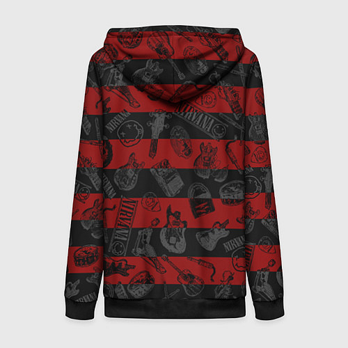 Женская толстовка на молнии Гранж стиль нирвана / 3D-Черный – фото 2