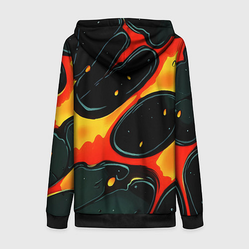 Женская толстовка на молнии Оранжевые разломы текстура / 3D-Черный – фото 2