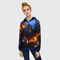 Толстовка на молнии женская Лада и лед в разломе плит, цвет: 3D-синий — фото 2