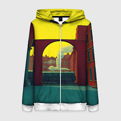 Толстовка на молнии женская Арт с поездом, цвет: 3D-белый