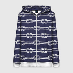 Толстовка на молнии женская Морские канаты, цвет: 3D-белый