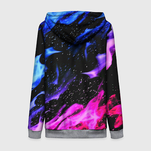 Женская толстовка на молнии Doom flame neon / 3D-Меланж – фото 2