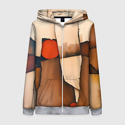 Толстовка на молнии женская Фрагментированная композиция, цвет: 3D-меланж
