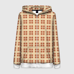 Толстовка на молнии женская Светлый коричневый простая клетка, цвет: 3D-белый