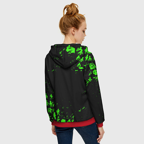 Женская толстовка на молнии Doom x fallout кислотное лого / 3D-Красный – фото 4