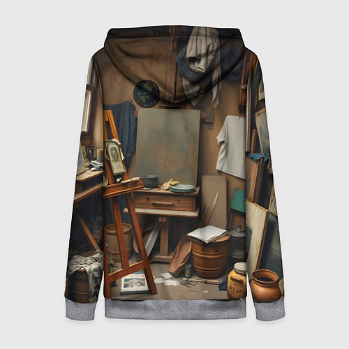 Женская толстовка на молнии Мастерская художника / 3D-Меланж – фото 2