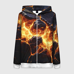 Толстовка на молнии женская Золотая лава текстура, цвет: 3D-белый