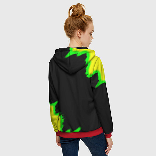 Женская толстовка на молнии Doom огненное лого краски / 3D-Красный – фото 4