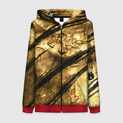 Толстовка на молнии женская Золото с черной текстурой, цвет: 3D-красный