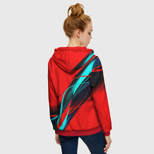 Женская толстовка на молнии Rainbow six геометрия полосы / 3D-Красный – фото 4