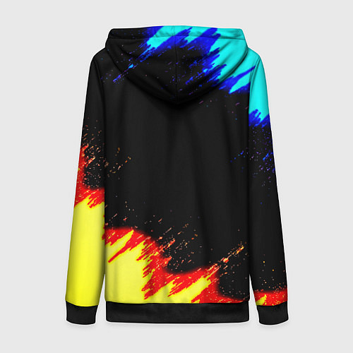 Женская толстовка на молнии Monster energy огненные краски / 3D-Черный – фото 2