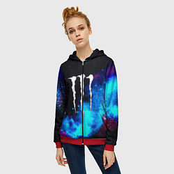 Толстовка на молнии женская Monster energy космос, цвет: 3D-красный — фото 2