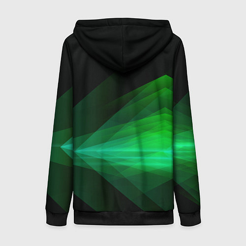 Женская толстовка на молнии Неоновая зеленая абстракция на черном фоне / 3D-Черный – фото 2