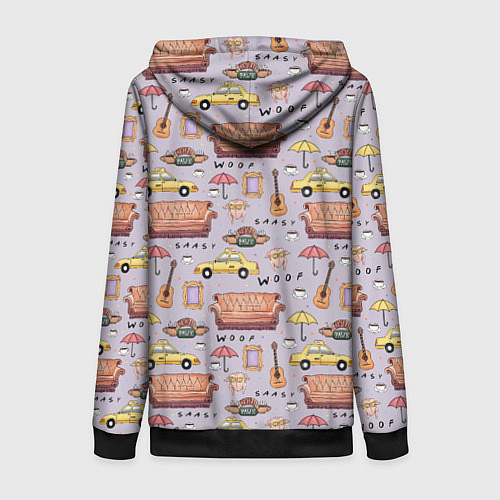 Женская толстовка на молнии Друзья - паттерн / 3D-Черный – фото 2