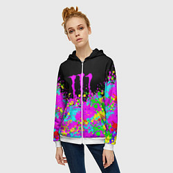 Толстовка на молнии женская Monster energy краски неоновые, цвет: 3D-белый — фото 2