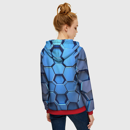 Женская толстовка на молнии Синий бронежилет / 3D-Красный – фото 4