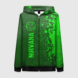 Толстовка на молнии женская Nirvana - green gradient по-вертикали, цвет: 3D-черный