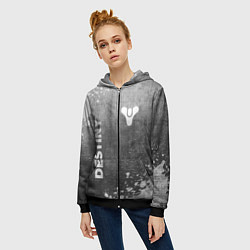 Толстовка на молнии женская Destiny - grey gradient вертикально, цвет: 3D-черный — фото 2
