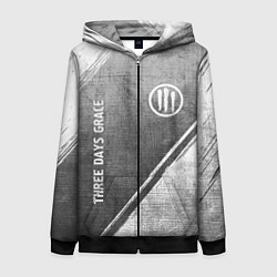 Толстовка на молнии женская Three Days Grace - grey gradient вертикально, цвет: 3D-черный